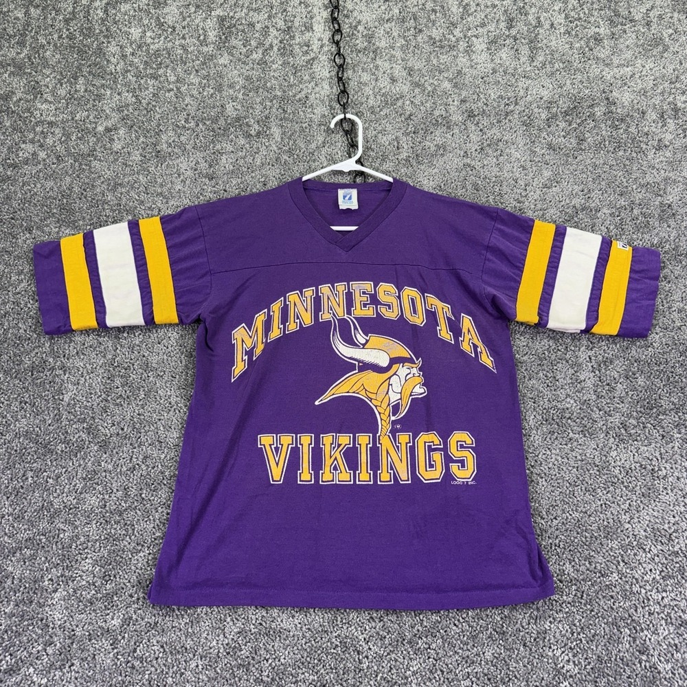 Vintage Minnesota Vikings Shirt Mens Medium Purple NFL Football Logo 7 Tee
